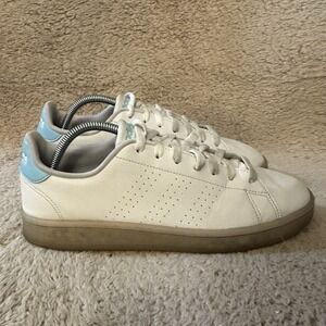 Adidas Advantage Primegreen White Blue Perforated Sneakers Gum Sole Mens 10